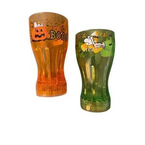 Peanuts, snoopy Halloween, pumpkin light up flashing cups set of 2